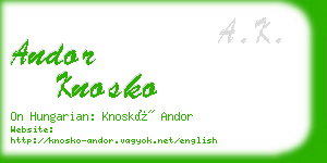 andor knosko business card